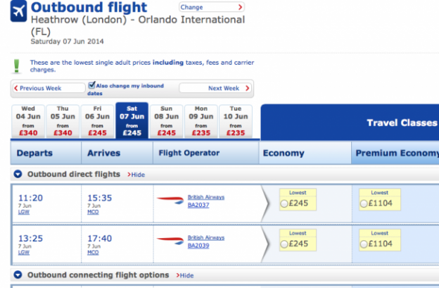 british airways flight allowance