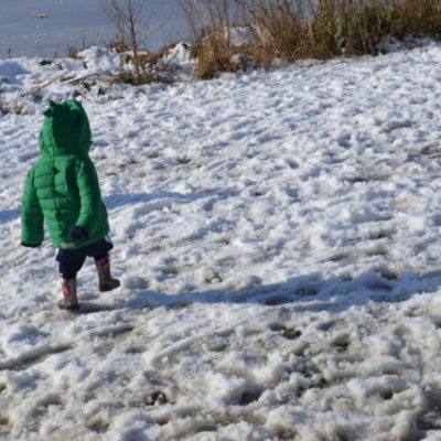 toddler in snow