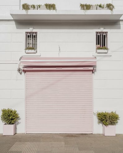 pink garage door